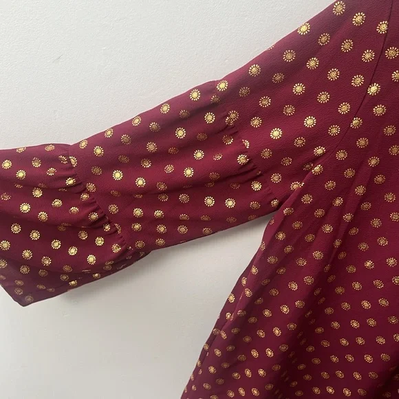 Michael Kors Dark red  and gold blouse MK top long sleeve small size - Picture 8 of 16